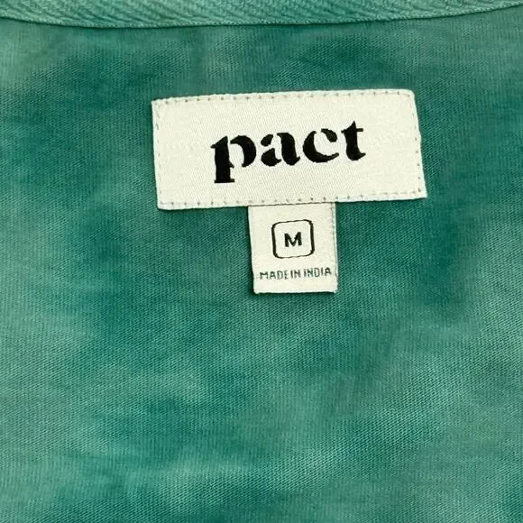 Pact Green Tie Dye T-Shirt Organic Cotton Cropped Short Sleeves Scoop Neck Sz M - Picture 5 of 8